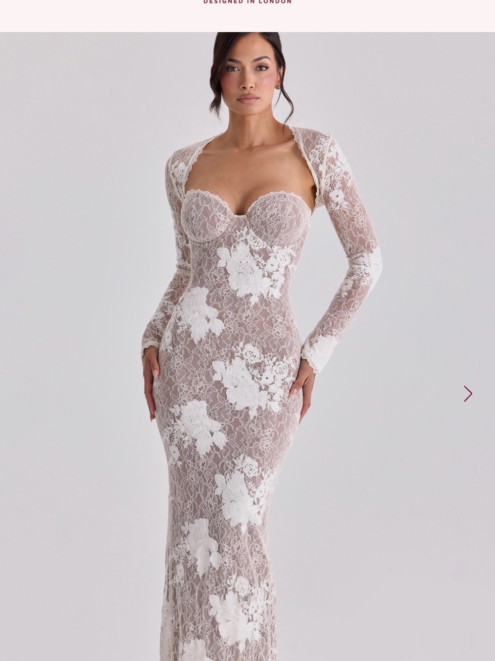 New Long Sleeve Lace Sheath Dress in White